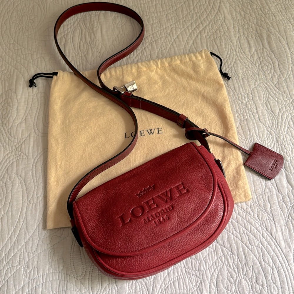 Loewe Heritage Small Crossbody bag flap Red Bordeaux